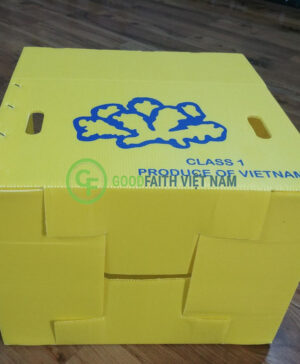 Thùng Nhựa Danpla Màu Vàng Dạng Gập Đựng Nông Sản 390x290x255x4mm