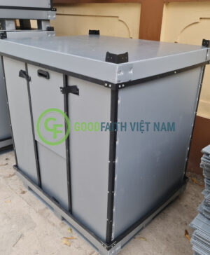 Thùng Nhựa Danpla Màu Ghi - To Bằng Pallet 1160x960x1250x5mm