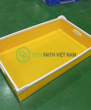 Thùng Nhựa Danpla Màu Vàng 2 Lớp 820x505x150x8mm