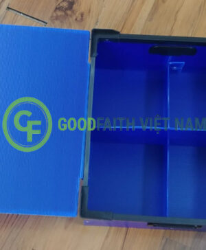 Thùng Nhựa Danpla Màu Xanh Dương - Có Vách Chia 4 Ô 420x390x180x4mm