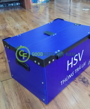 Thùng Nhựa Danpla Màu Xanh Tím 1 Lớp 485x320x260x4mm